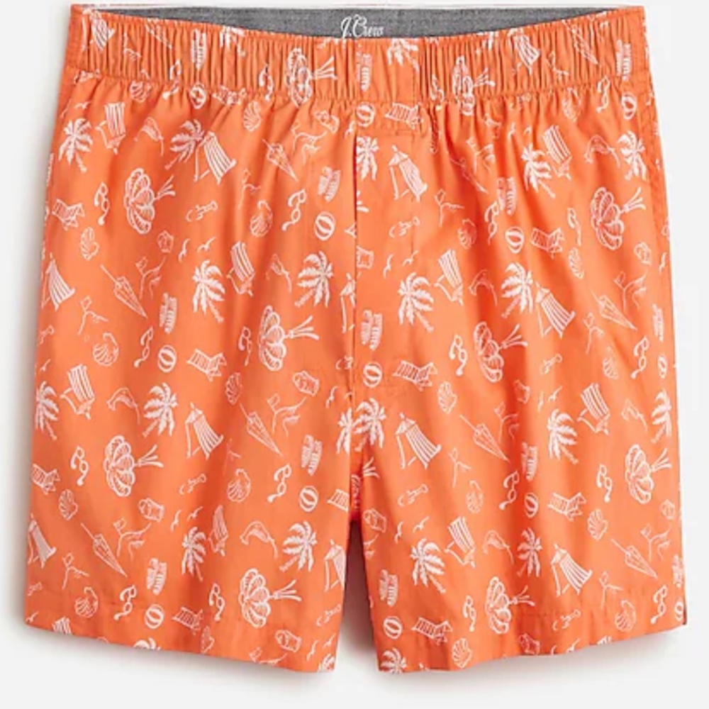 J CREW BEACH ICONS ORANGE PRINTED BOXERS
